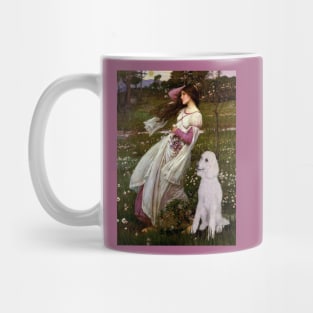 Windlfowers by John Waterhouse Adapted to Include a White Standard Poodle Mug